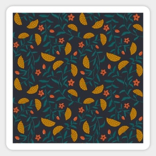 Summer Florals Marigold Pattern - Yellow and Black Sticker